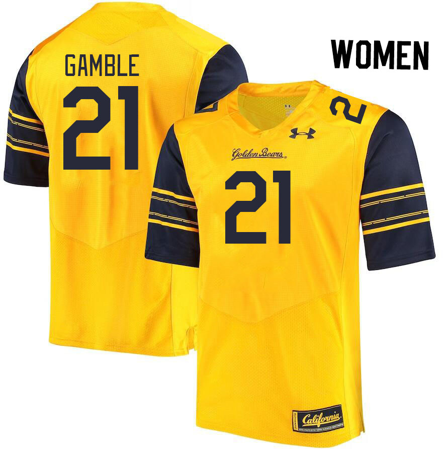 Women #21 Collin Gamble California Golden Bears College Football Jerseys Stitched Sale-Gold - Click Image to Close